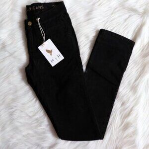 NWT Anthropologie Black Velvet Pants Size 25 Mid/LOW Rise Slim Fit